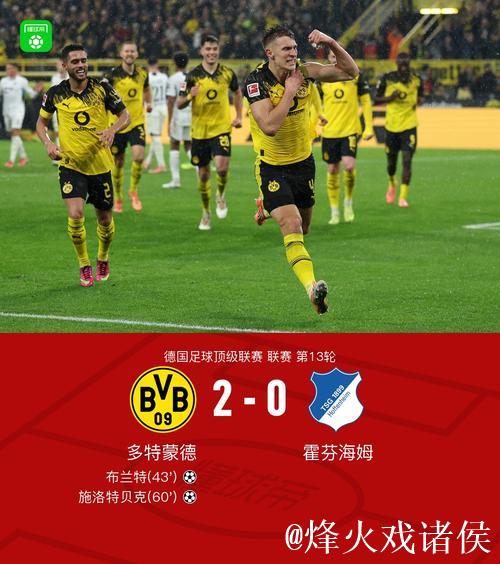 多特蒙德2-0霍芬海姆,布兰特、施洛特贝克破门 多特蒙德2-0霍芬海姆,布兰特、施洛特贝克破门